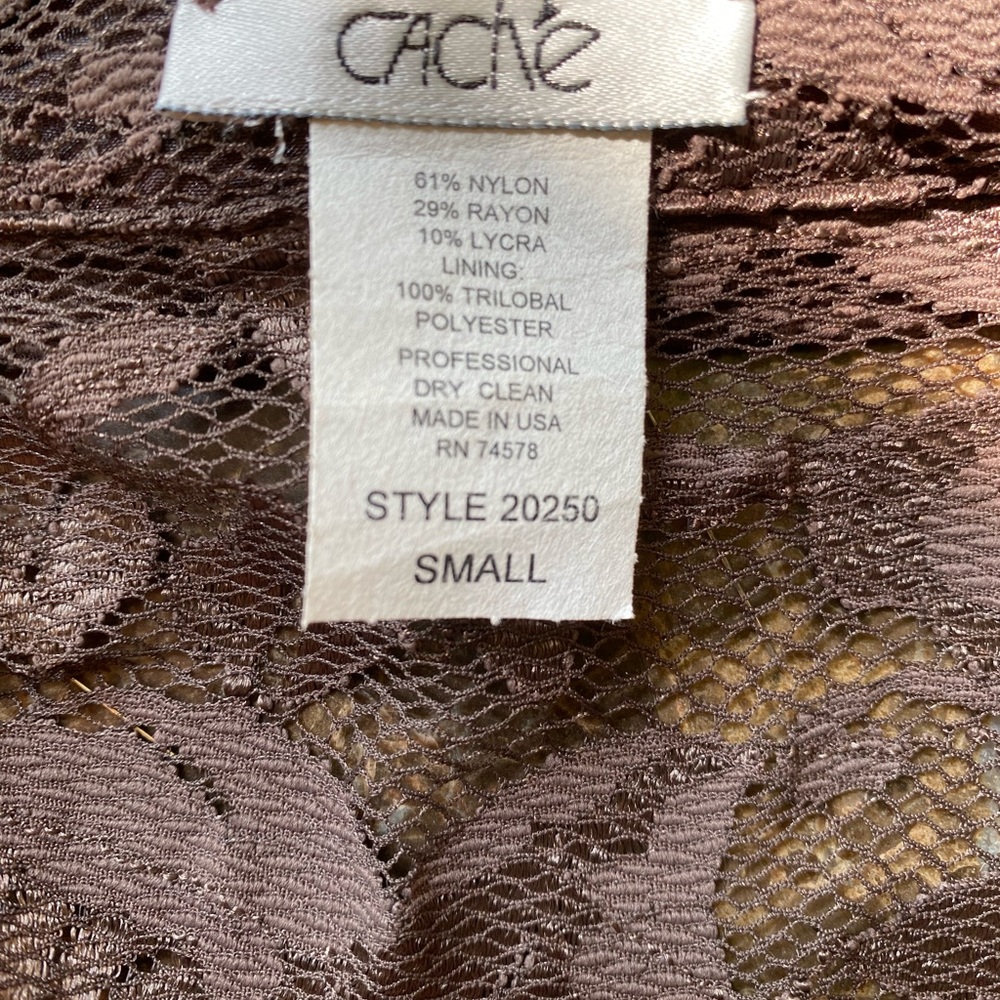 NWOT Women’s Cache Brown Long Sleeve Lace Top size Small - Picture 4 of 4
